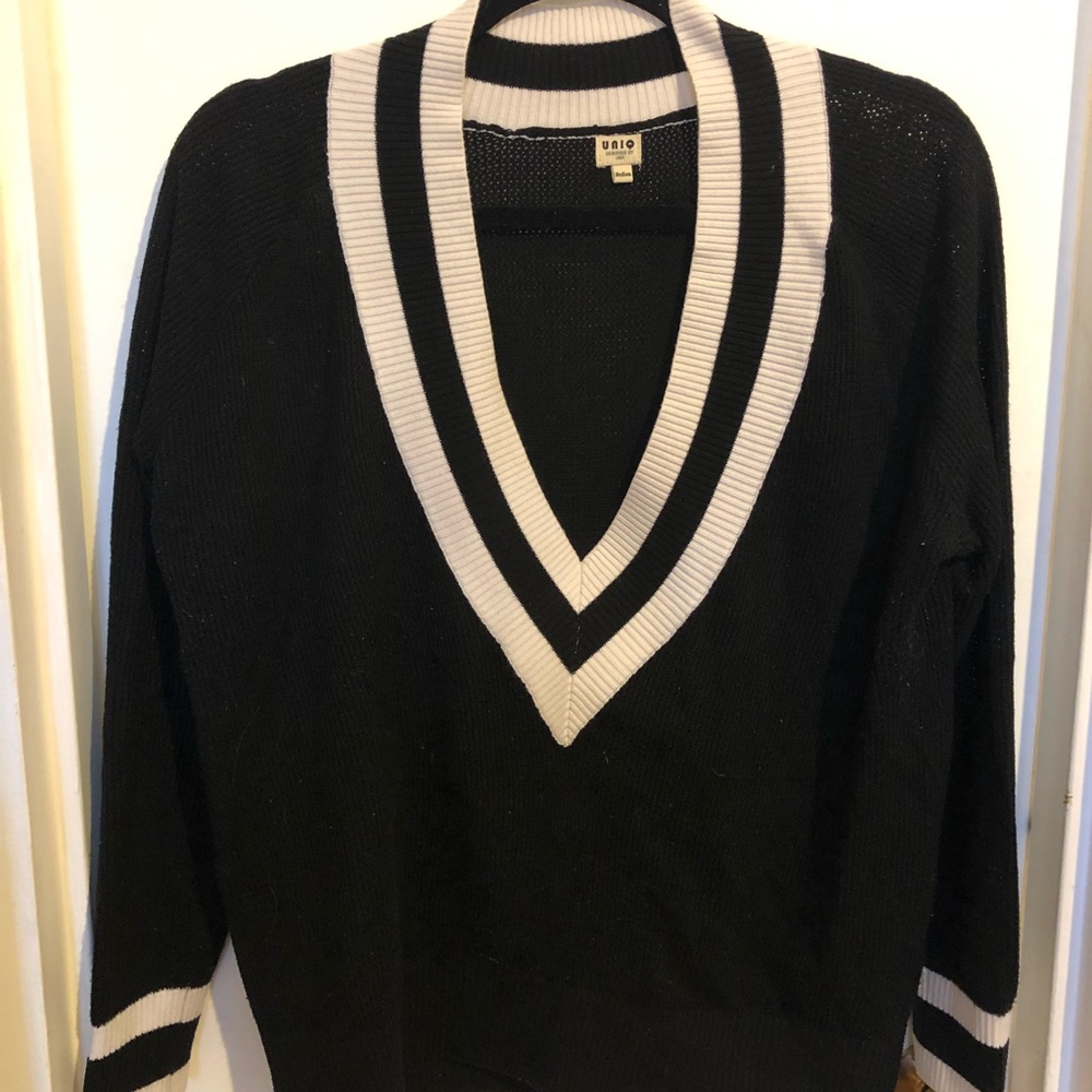 Deep V neck Varsity Sweater